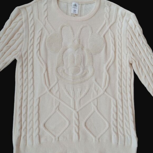 Disney parks Minnie mouse Cable Knit Cream Sweater Size XL - Picture 3 of 9